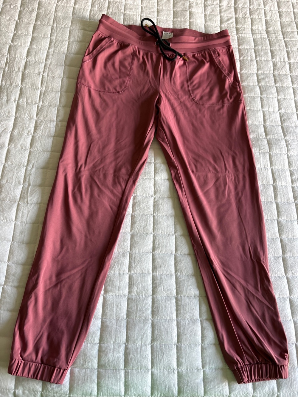 ZYIA Muted Mulberry Peak Zipper Jogger Pants with Drawstring